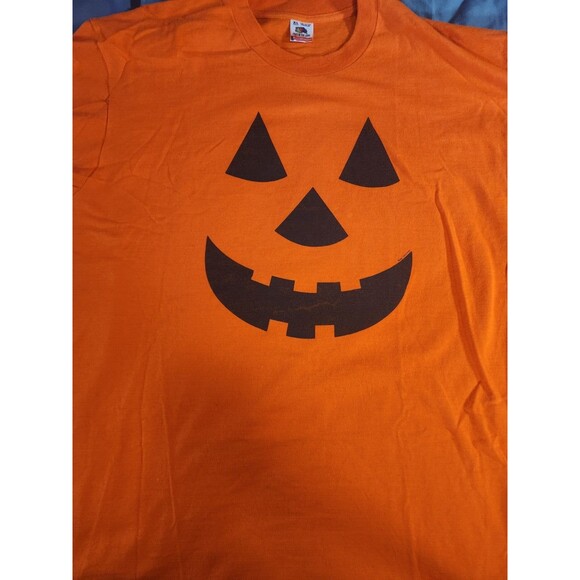 Halloween‎ T-Shirt Adult XL Orange Fruit Of The Loom Pumpkin Face Single Stitch - Picture 7 of 8